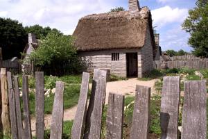 Reconstructed Pilgrim village at Plimoth Plantation. Source: Wikipedia