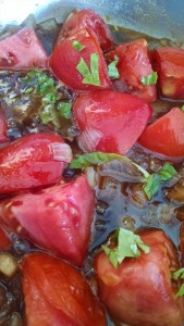 Tomato jam in progress